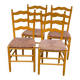 4 solid wood chairs with rush seats from the 1960s.
