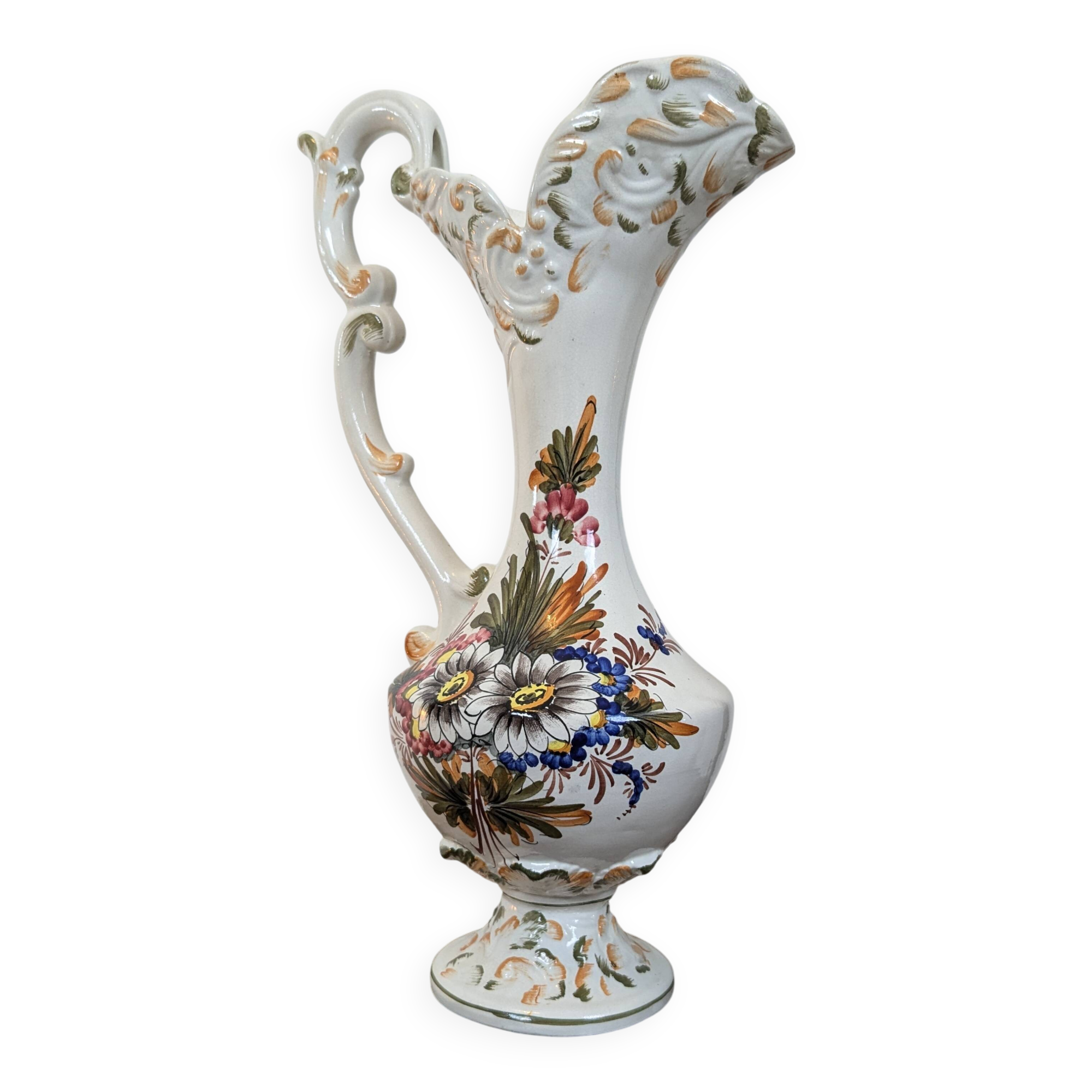 Antique Bassano ewer in cracked ceramic