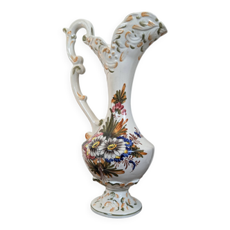 Antique Bassano ewer in cracked ceramic