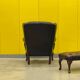 Dark Brown leather chesterfield wing chair with Ottoman