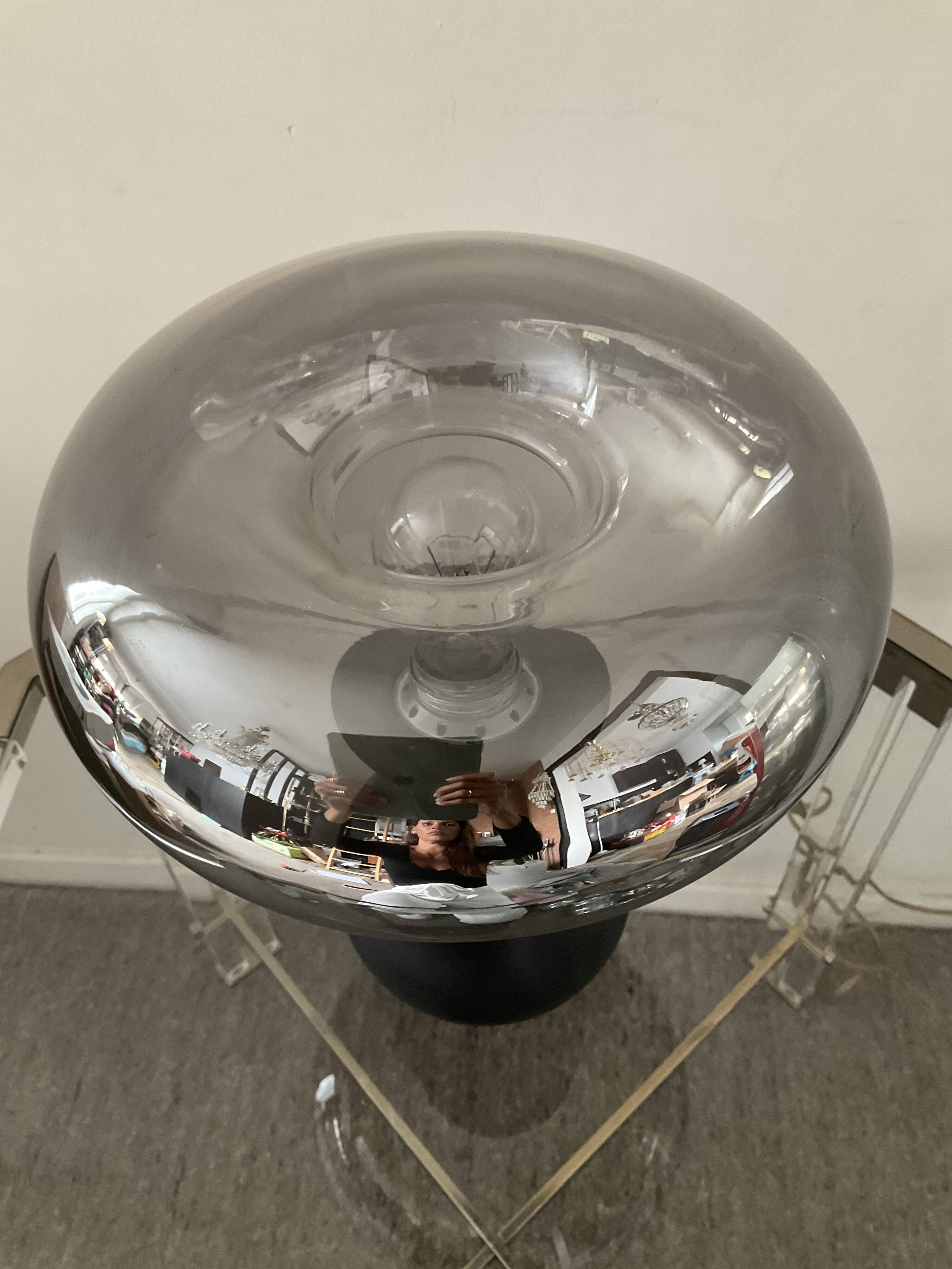 Vintage lamp in metal and smoked glass