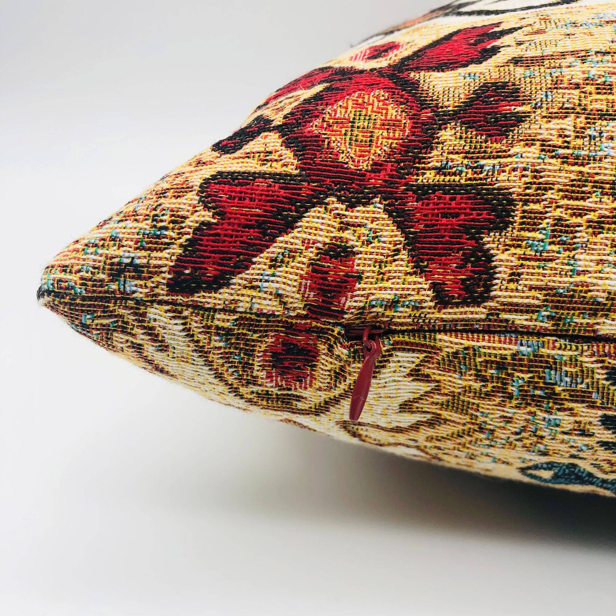 Square cushion, cover and insert, Gobelin fabric, ethnic.