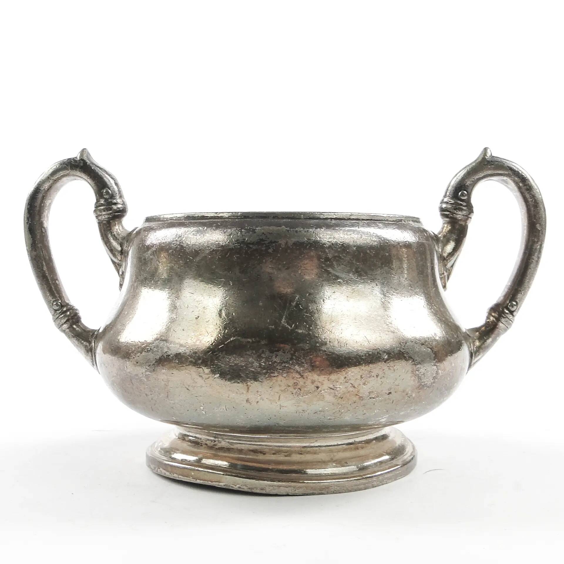 Art Nouveau sugar bowl, silver-plated brass, Germany, early 20th century