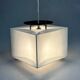 Lampe pendentif blanche vintage Cube, époque spatiale, années 1970