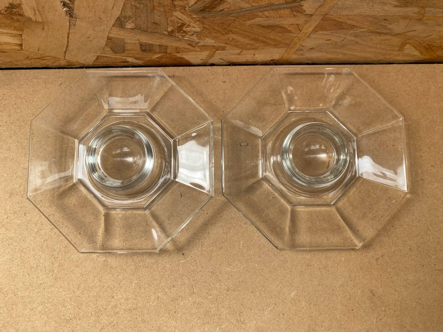 Pair Antique ARCOROC Octime Egg Cup Transparent Molded Glass Vintage #B478