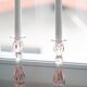 Set of two light pink glass candlesticks from the mid-century, Poland, 1960s.