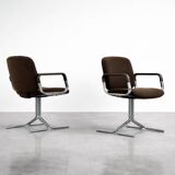 Pair of Vintage Mid-Century German Modern Fabric and Aluminium Chairs Mauser