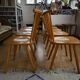 Set of 8 chairs in natural wood, back with 7 bars - tapiovaara type - 1970