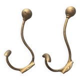 Paire de patères porte manteaux en laiton