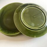 set of 6 flat plates 1960 in green faience