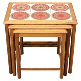 Mid-century Danish oak nesting tables with tile tops
