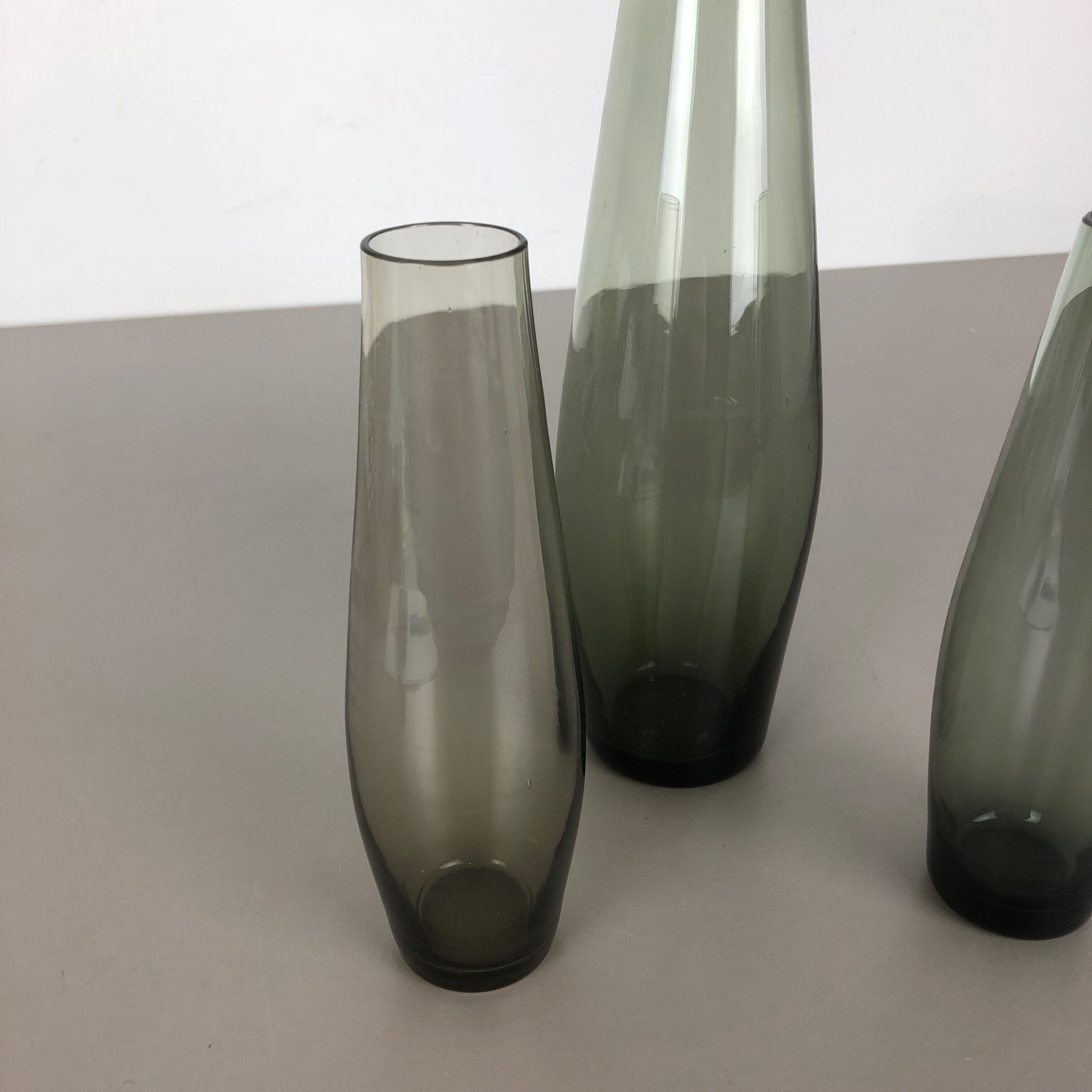 Vintage 1960s Set of Three Turmalin Vases by Wilhelm Wagenfeld for WMF, Germany