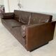 Vintage danish mid-century 3 person brown leather sofa by georg thams 1960s