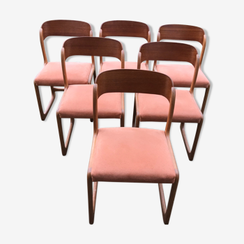 Série de 6 chaises assise textura saumon style scandinave