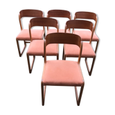 Série de 6 chaises assise textura saumon style scandinave