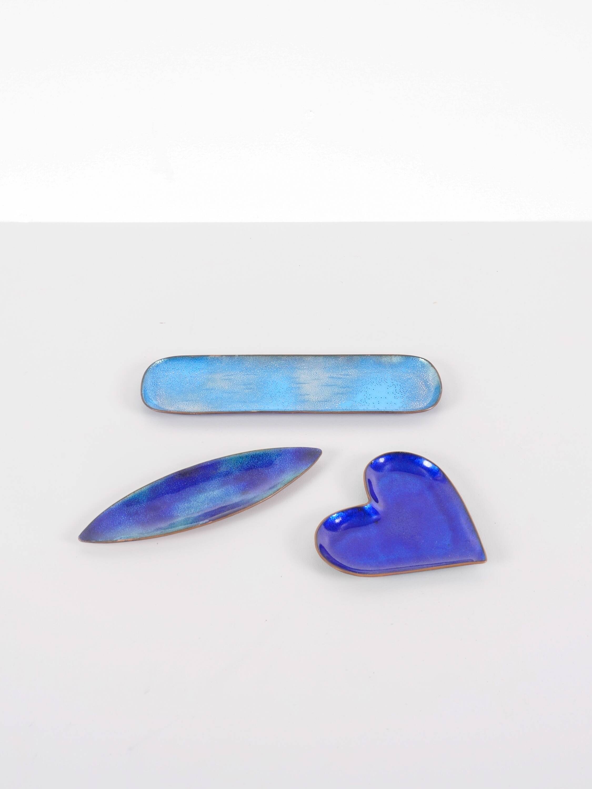 Paolo de poli - set of 3 enamelled copper trays italy, 1960