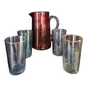 Coloured glass pitcher