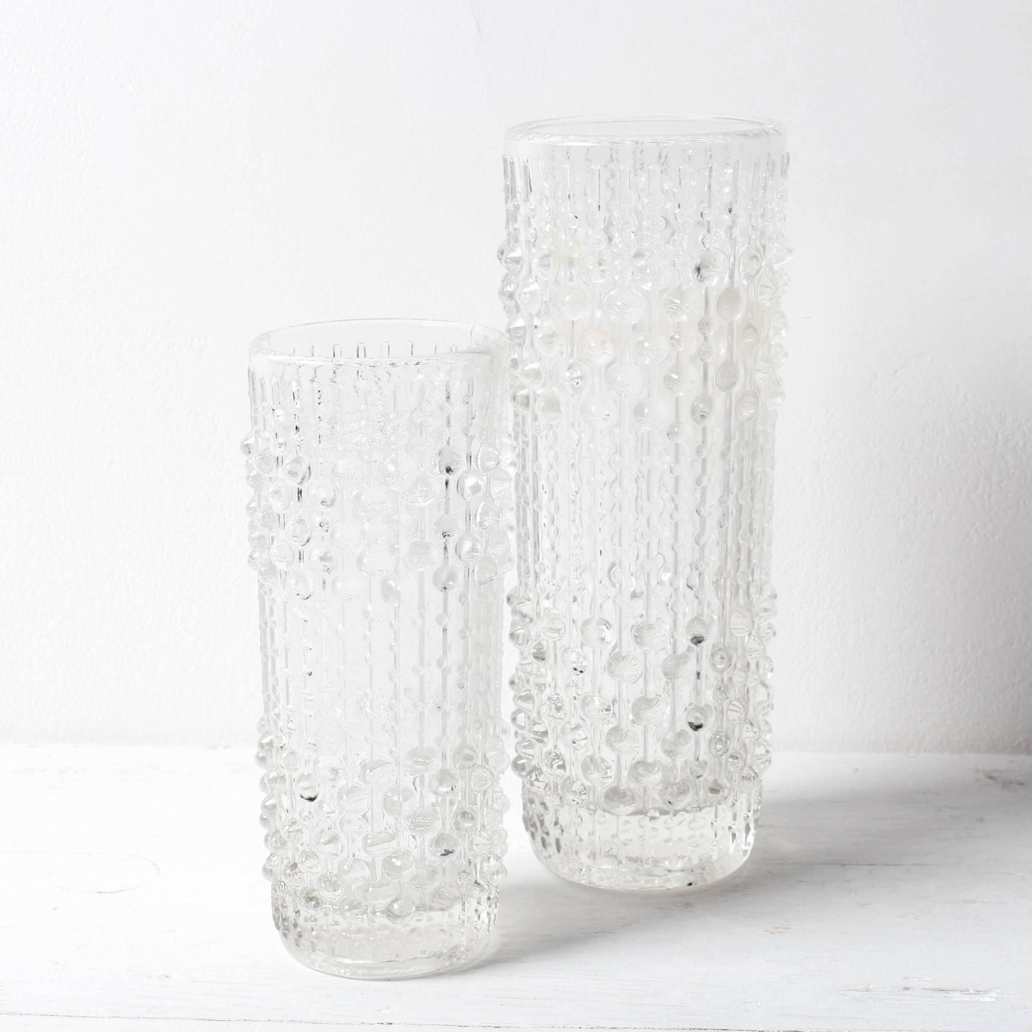 Set of 2 Glass Vases CandleWax by František Pečený / Czech Republic / 1972