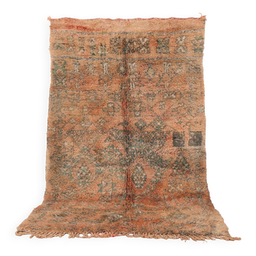 Peach Vintage Moroccan Rug 182 x 294 cm, Berber Wool Rug Handmade, Boho Rug