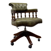 Chaise de bureau Chesterfield anglaise, chaise de capitaine, verte.