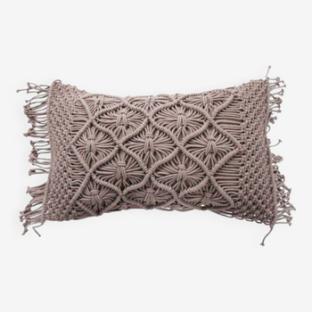 Braided light purple macramé cushion 40x60 cm