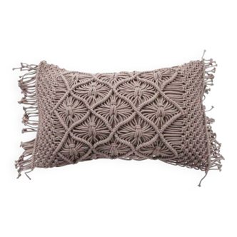 Coussin macramé violet clair tressé 40x60 cm