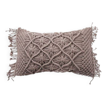 Coussin macramé violet clair tressé 40x60 cm