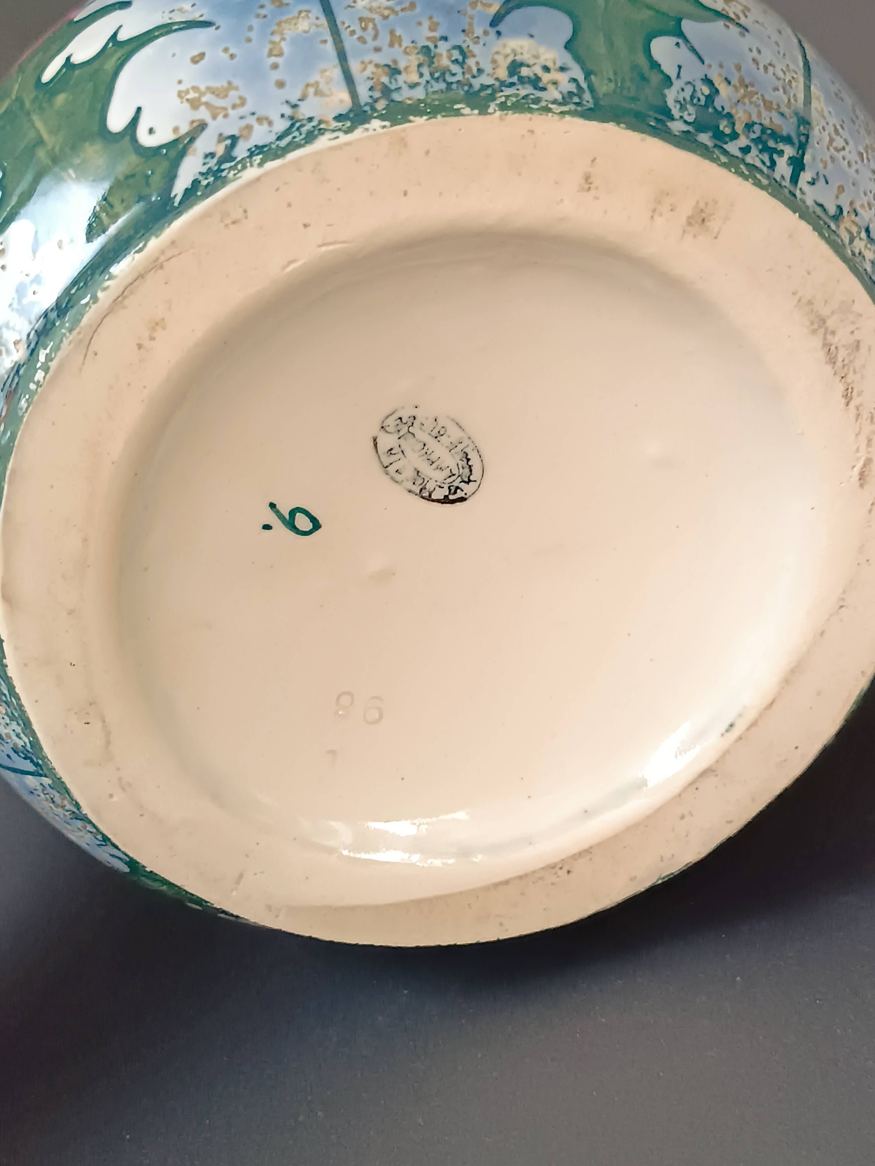 Iridescent porcelain vase with dandelion decoration, Amphora, Czechoslovakia, 1920.