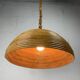 Midcentury pencil reed rattan bamboo pendant hanging lamp, Italy, 1970s