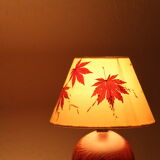 Dark wood ball lamp, lampshade with Erable leaves