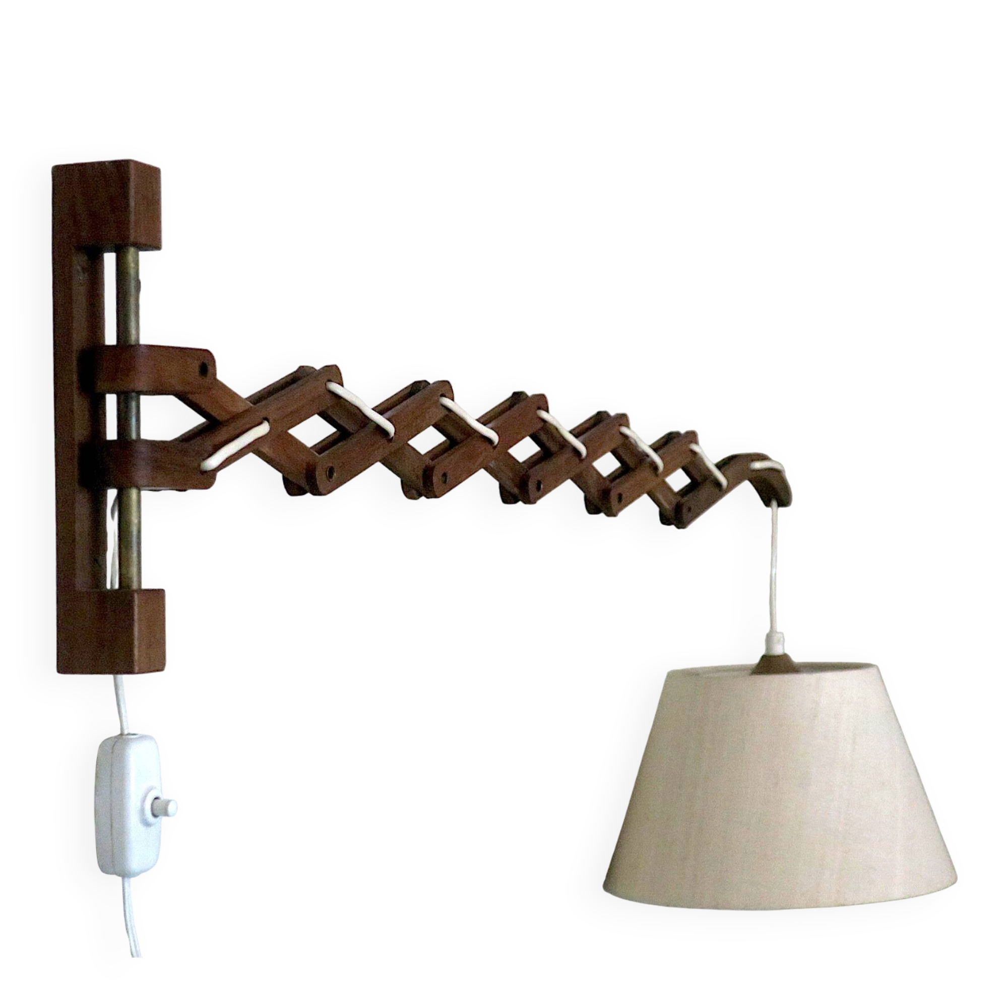 Large concertina wall light in teak by Eric Hansen / Le Klint, Denmark 1960