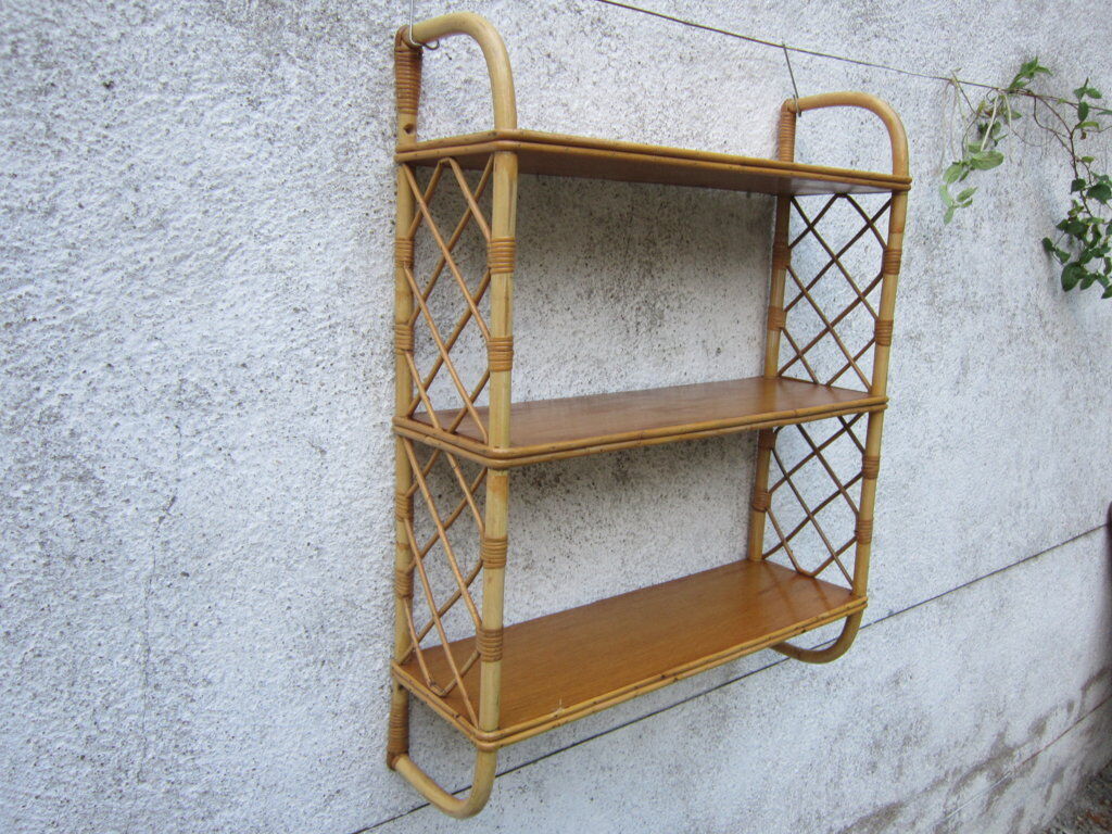 Rattan wall shelf