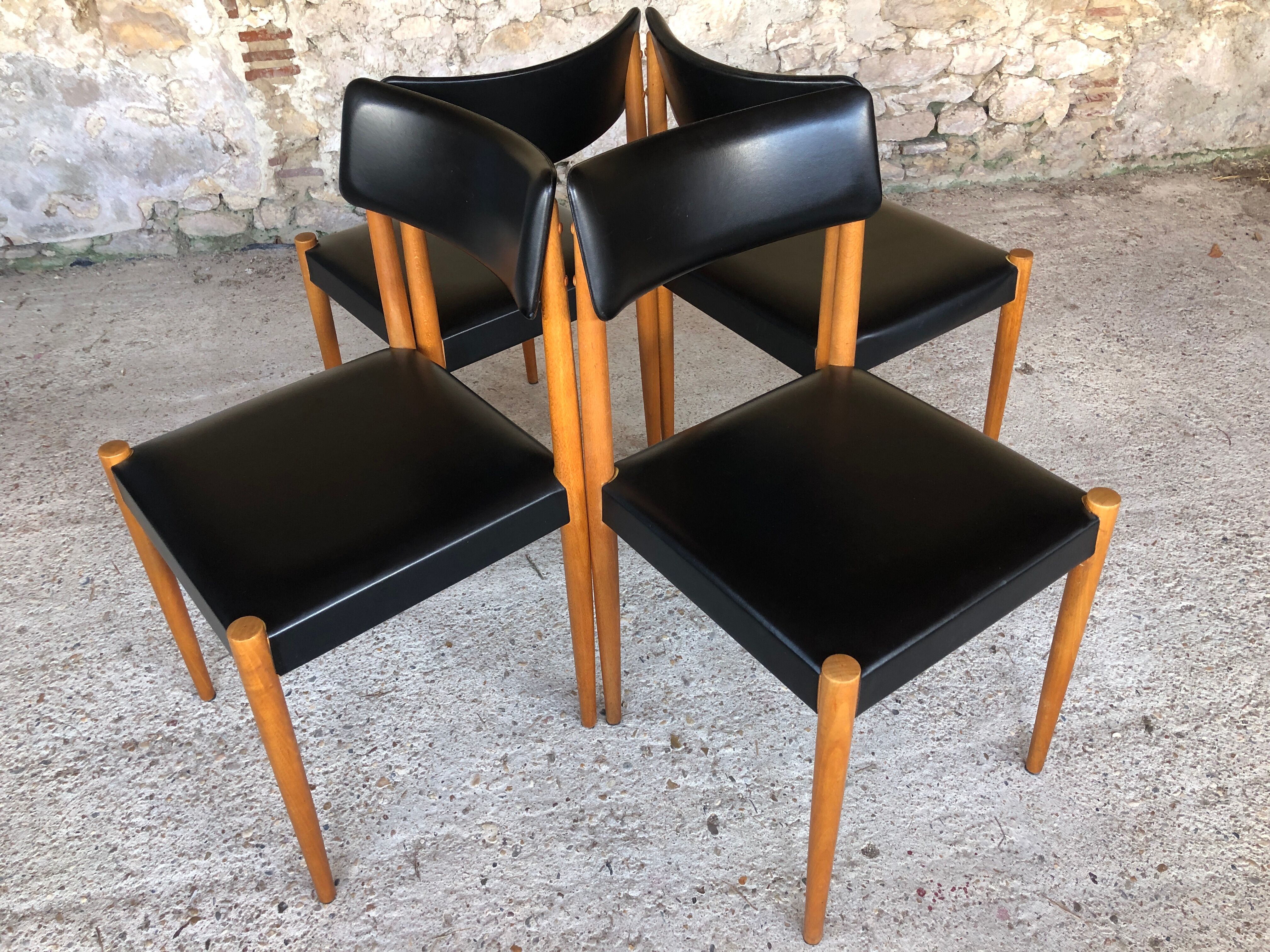 Set of 4 Scandinavian style dining chairs, circa 60