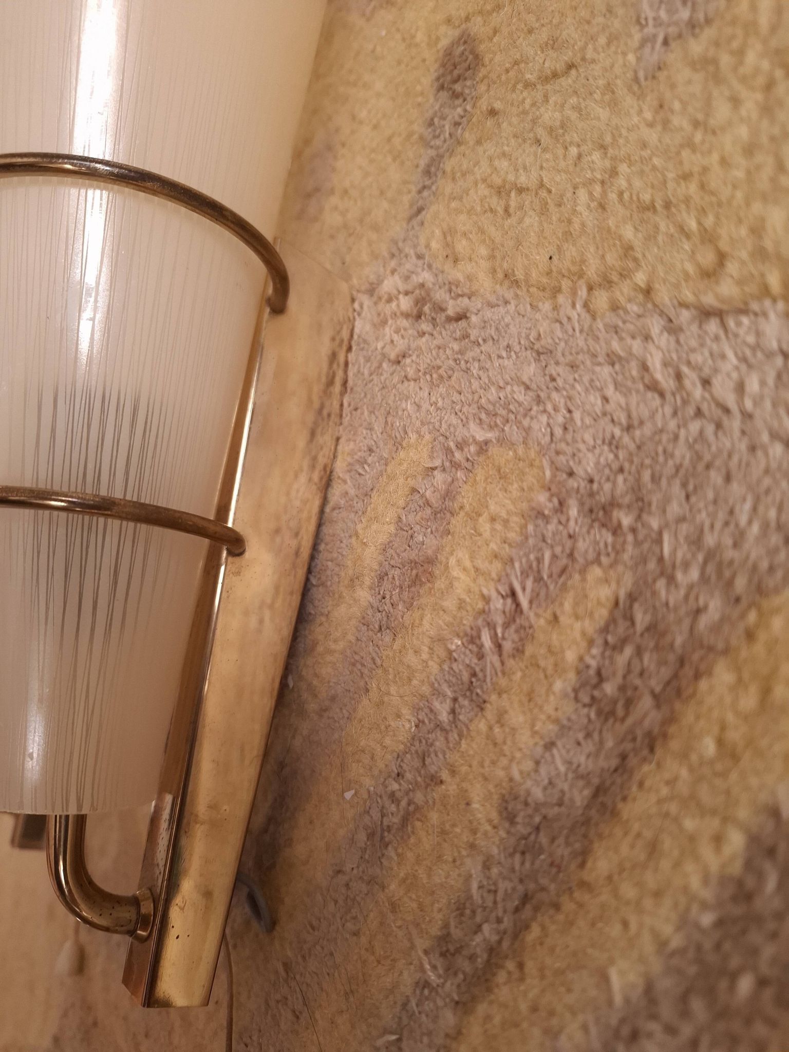 2 60's design wall lights in italian brass and glass
