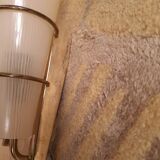 2 60's design wall lights in italian brass and glass
