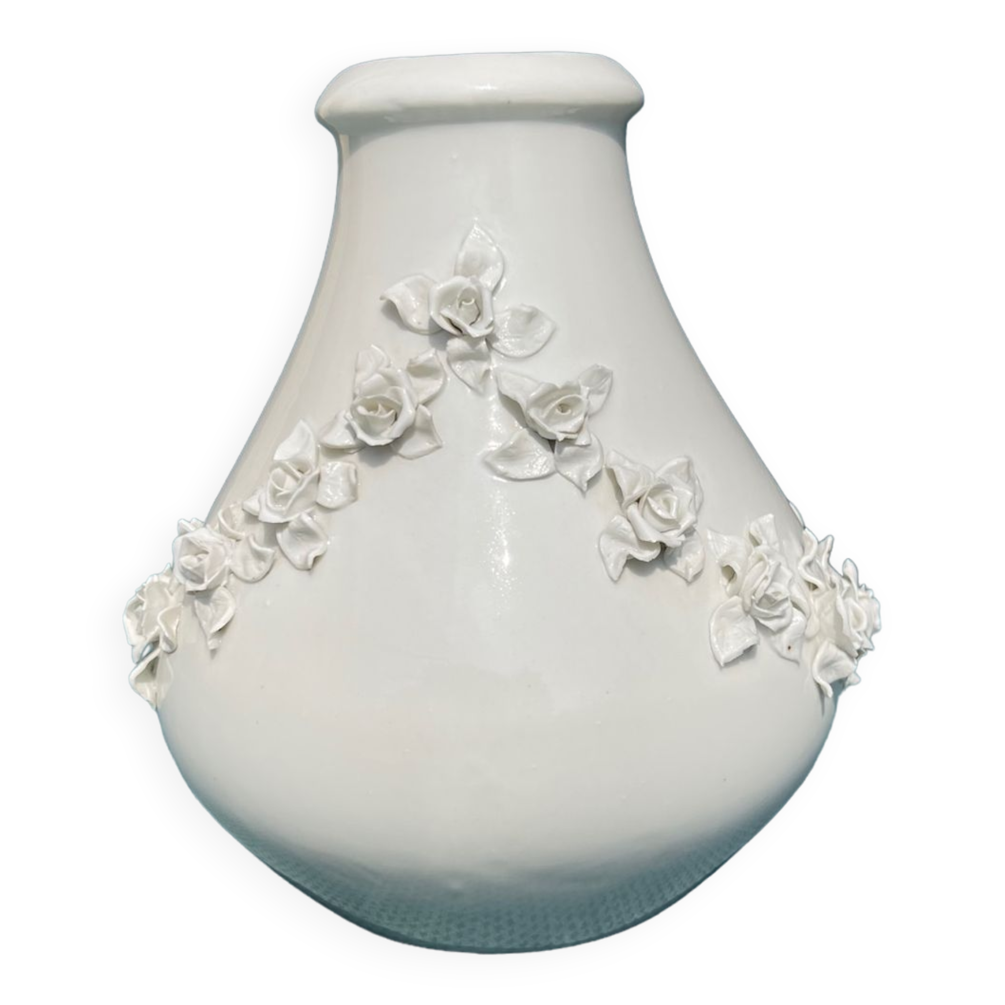 3D white vase with embossed roses