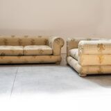 3-seater sofa and silk armchair, Tommaso Barbi, 1970