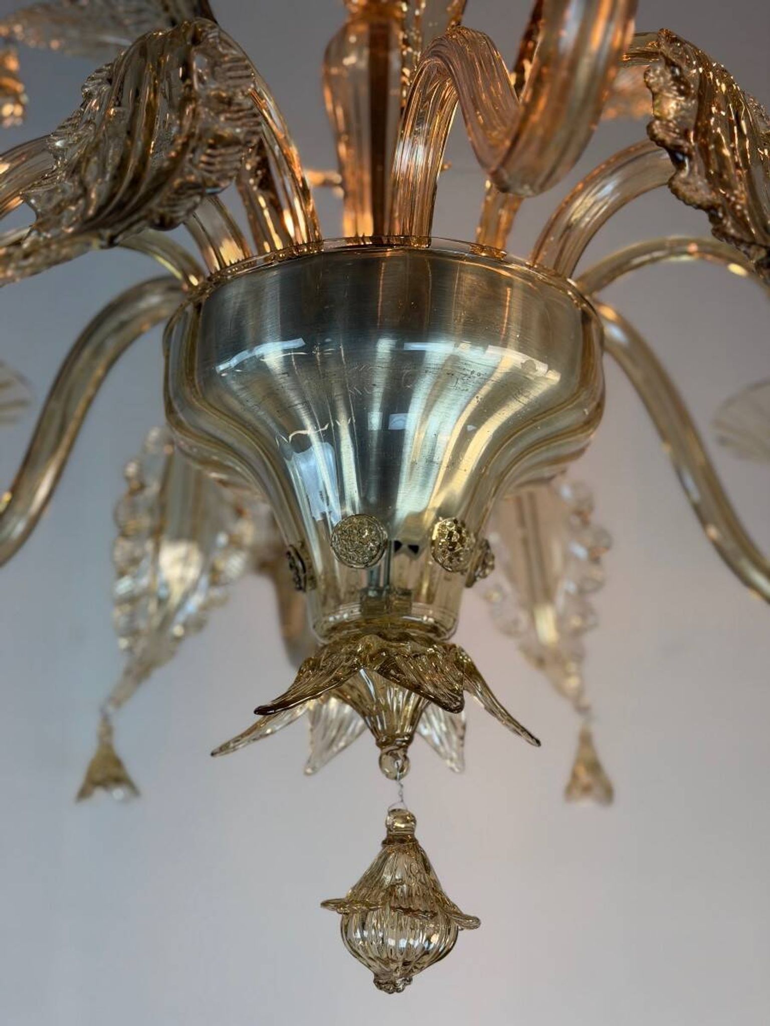 Lustre vénitien en verre de Murano mordoré, vers 1920
