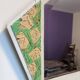 Vintage geometric mirror with floral decoration – painted patinated wood – 79 cm