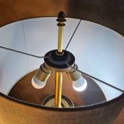 lamp, deluxe, vintage light from 1975 to 80, faux wood new lampshade
