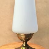 Brass lamp with opaque white opaline, 1950s