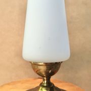 Brass lamp with opaque white opaline, 1950s