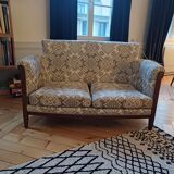 Lot of old 2-seater bench + upholstered armchair