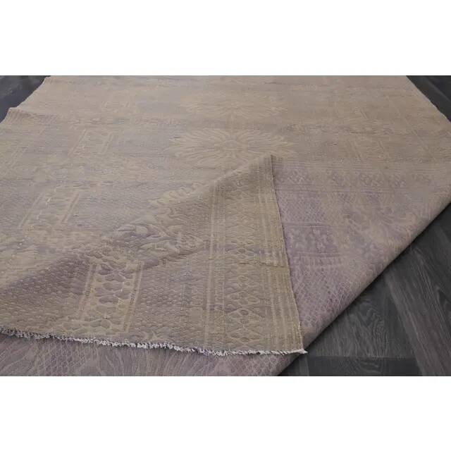 1970s Vintage Turkish Oushak Handmade Wool Cotton Purple Area Rug 168x268