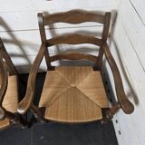 Pair of low beech armchairs