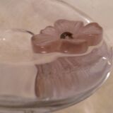 Daum france glass ashtray/pouch in glass paste signed "anemone" decor 70's