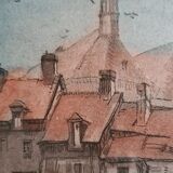 Framed etching, signed