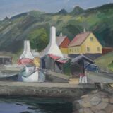Erik Almgren, Swedish Modern Landscape, 1960s, Oil on Canvas, Framed