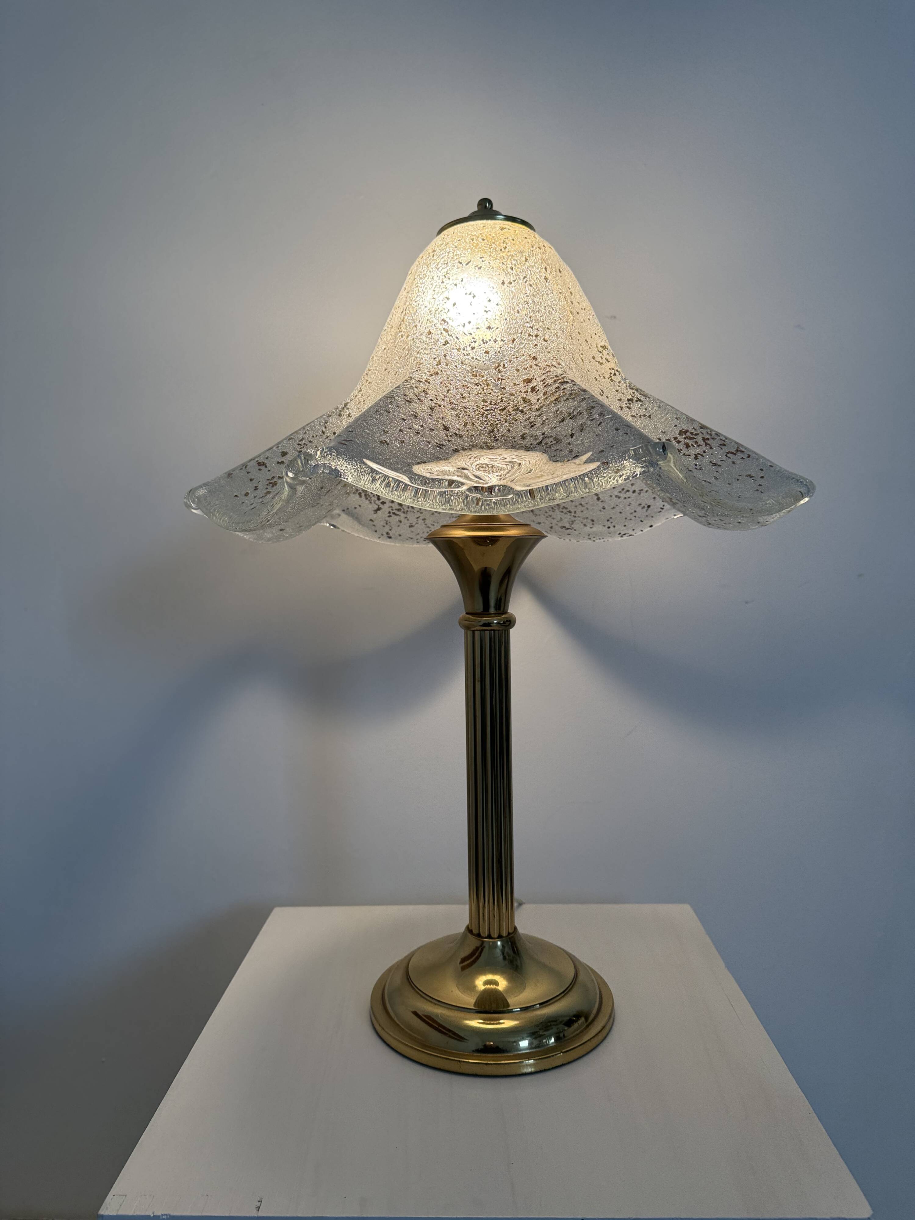 Mid century glass table lamp , 1970s