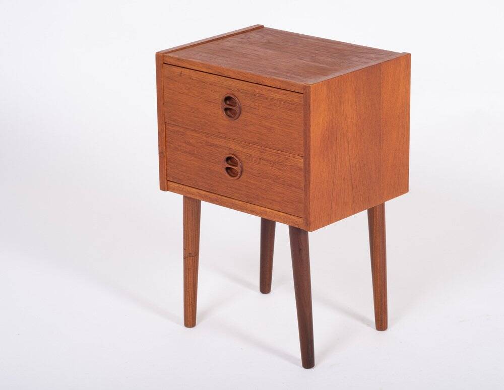 Bedside Table with 2 Drawers in Teak, Denmark, 1960s